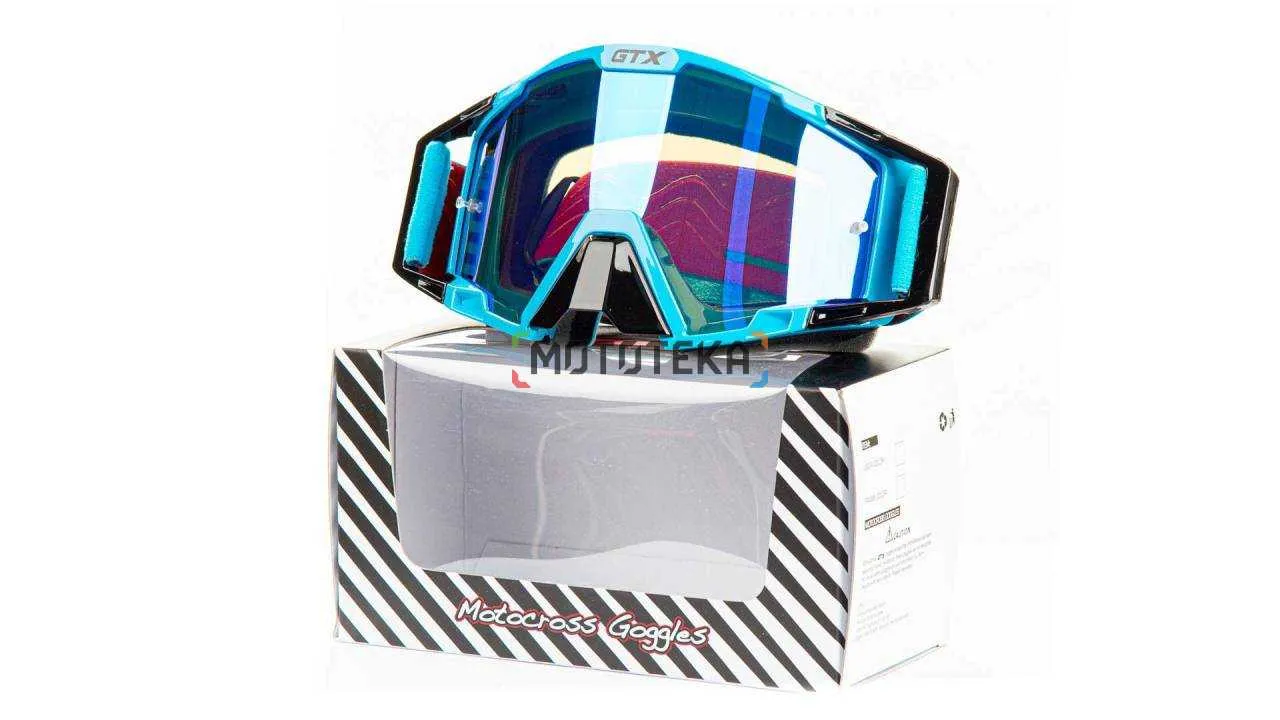 Мотоочки кроссовые GTX 5025 черно/голубые