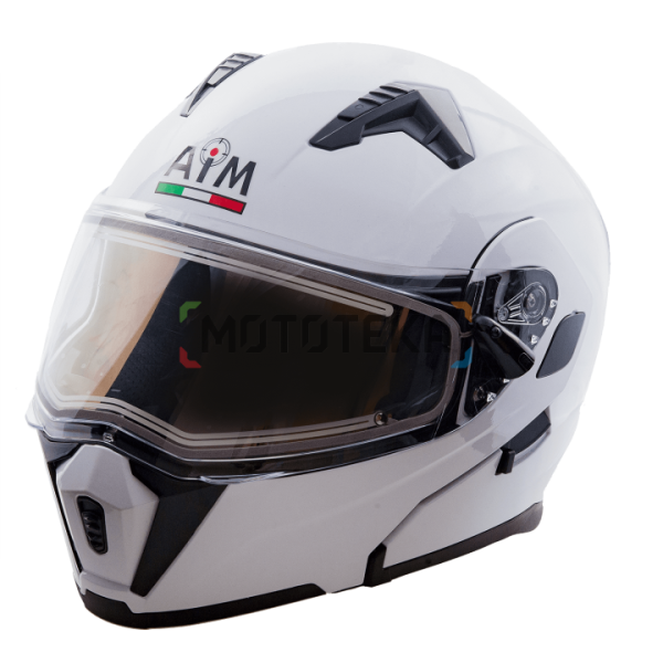 Шлем мото модуляр снегоходный AiM (Аим) JK906 (комплект) White Glossy L