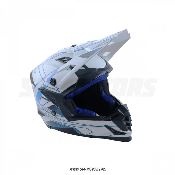 Шлем кроссовый ATAKI (Атаки) SC-16 Rift синий/белый/глянцевый S